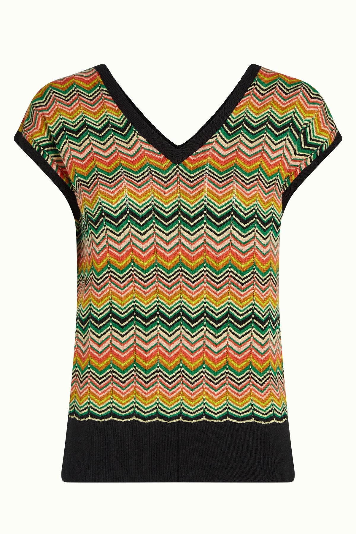 KING LOUIE Double V Top Penny Zigzag - Black Jumpers + Knitwear - Zabecca Living