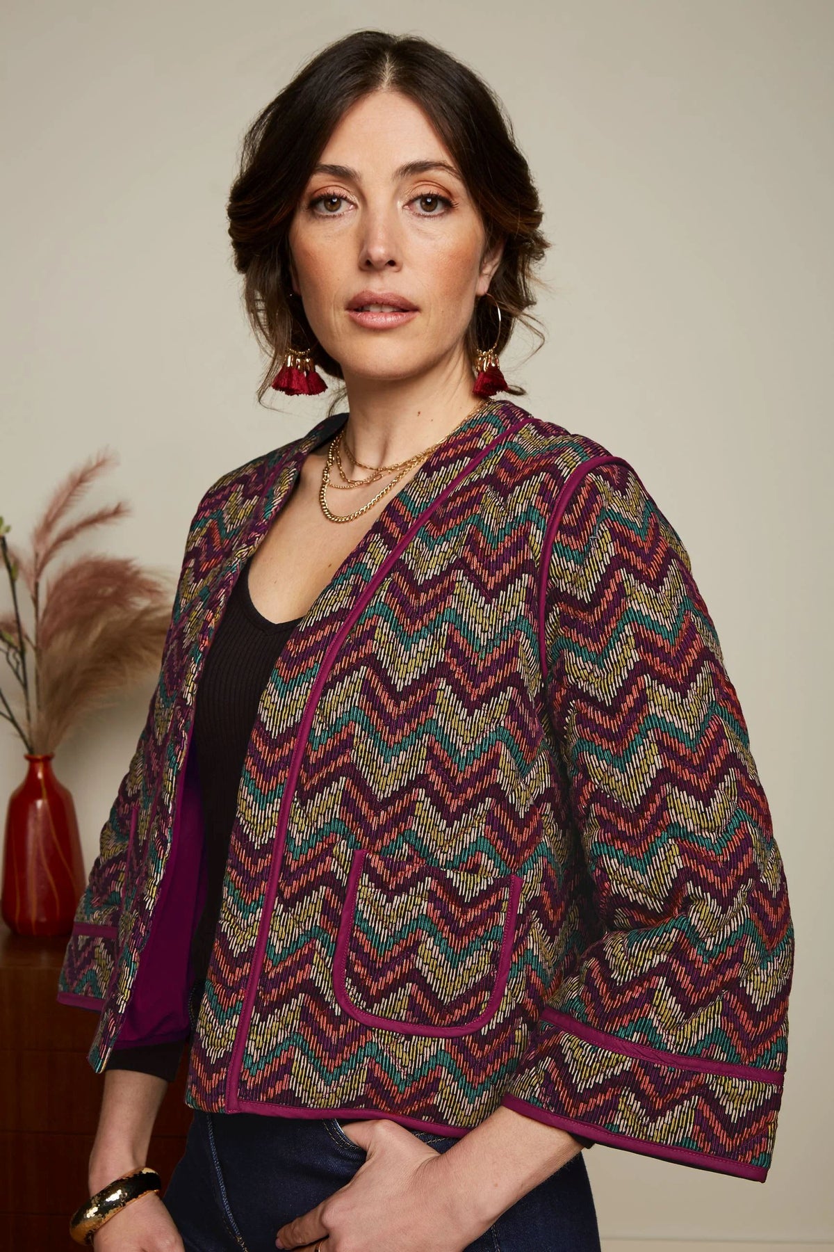 KING LOUIE Noor Jacket Farley - Cabernet Red Jacket - Zabecca Living