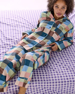 KIP & CO Adult Flannelette Long Sleeve Shirt & Pant Pyjama Set - Woodlands Tartan Sleepwear - Zabecca Living