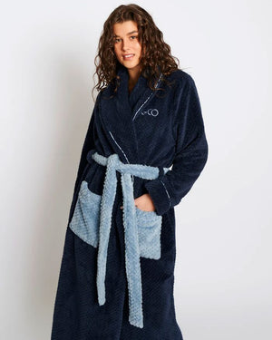 KIP & CO Cosy Robe - Deep Blue Sleepwear - Zabecca Living