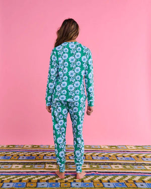 KIP & CO Organic Cotton Long Sleeve Pyjama Top & Slouch Pant Set - Tumbling Flowers Sleepwear - Zabecca Living