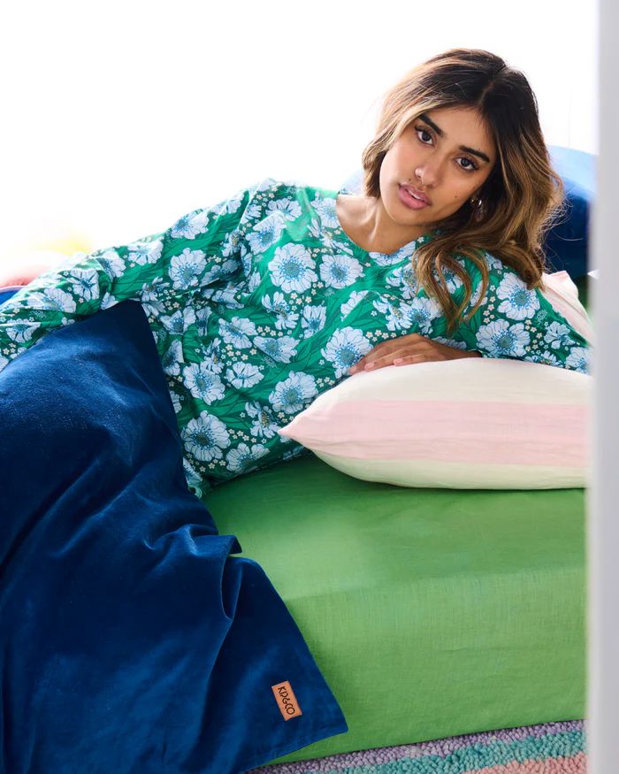 KIP & CO Organic Cotton Long Sleeve Pyjama Top & Slouch Pant Set - Tumbling Flowers Sleepwear - Zabecca Living