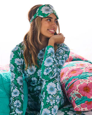 KIP & CO Organic Cotton Long Sleeve Pyjama Top & Slouch Pant Set - Tumbling Flowers Sleepwear - Zabecca Living