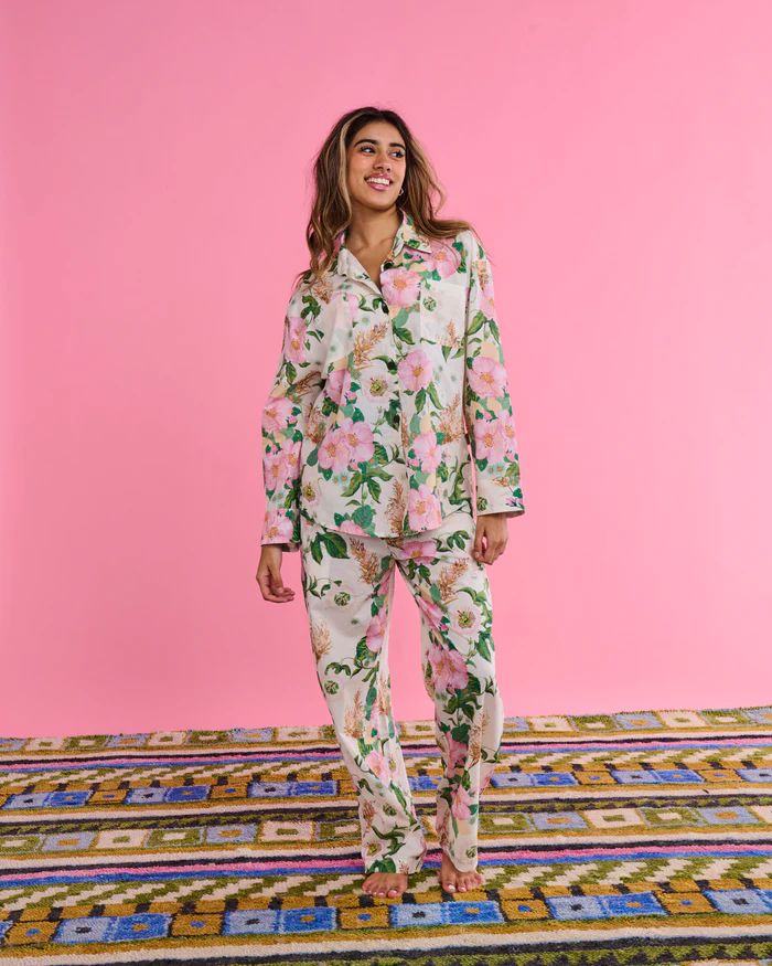 KIP & CO Organic Cotton Long Sleeve Shirt & Pant Pyjama Set - Sunday Stroll Sleepwear - Zabecca Living