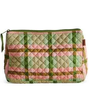 KIP & CO Quilted Cotton Toiletry Purse - Pistachio Tartan toiletry bag - Zabecca Living
