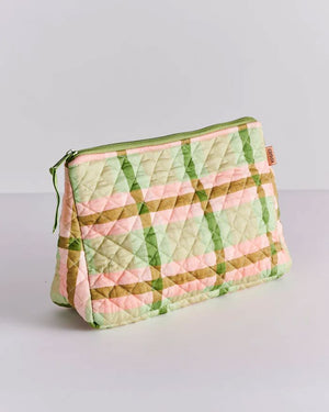 KIP & CO Quilted Cotton Toiletry Purse - Pistachio Tartan toiletry bag - Zabecca Living