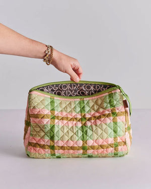 KIP & CO Quilted Cotton Toiletry Purse - Pistachio Tartan toiletry bag - Zabecca Living