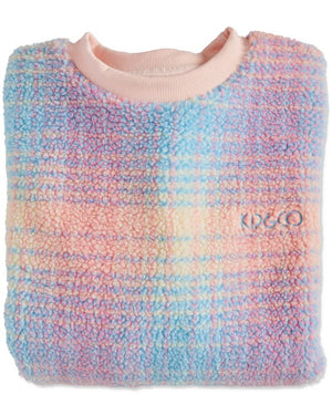 KIP & CO Sherpa Adult Oversized Bedtime Sweater - Pastel Dreams Tartan Sleepwear - Zabecca Living