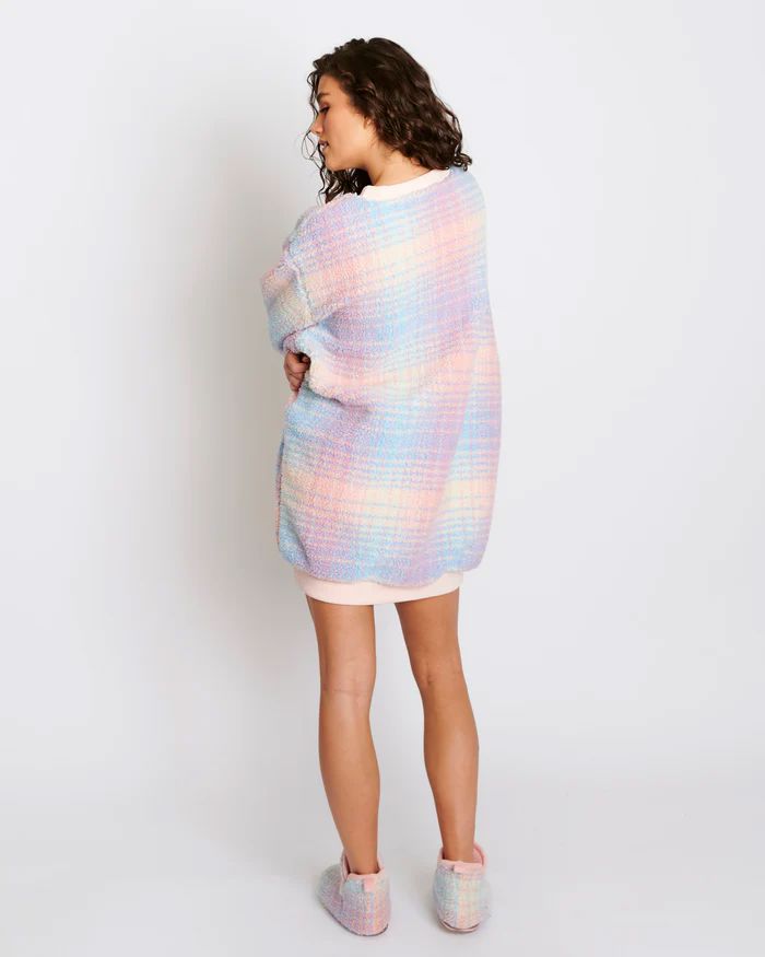KIP & CO Sherpa Adult Oversized Bedtime Sweater - Pastel Dreams Tartan Sleepwear - Zabecca Living