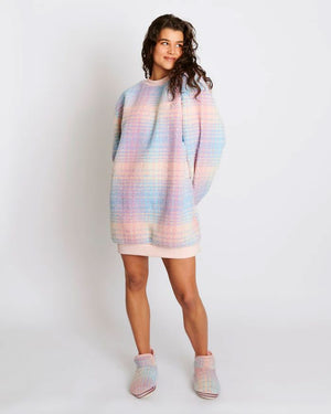 KIP & CO Sherpa Adult Oversized Bedtime Sweater - Pastel Dreams Tartan Sleepwear - Zabecca Living