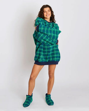 KIP & CO Sherpa Adult Oversized Bedtime Sweater - Wilderness Tartan Sleepwear - Zabecca Living