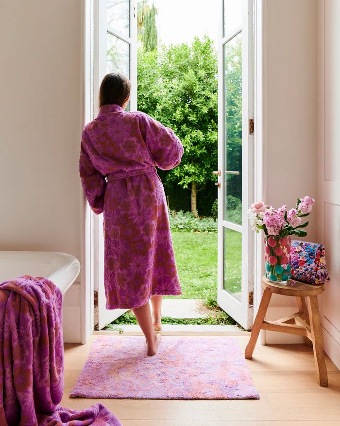 KIP & CO Terry Bath Robe - Peach Fleur Sleepwear - Zabecca Living