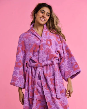 KIP & CO Terry Bath Robe - Peach Fleur Sleepwear - Zabecca Living