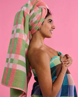 KIP & CO Terry Bath Towel - Pistachio Tartan towel - Zabecca Living