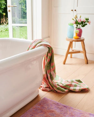 KIP & CO Terry Bath Towel - Pistachio Tartan towel - Zabecca Living