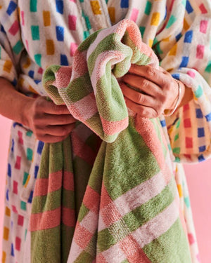 KIP & CO Terry Hand Towel - Pistachio Tartan Hand Towel - Zabecca Living