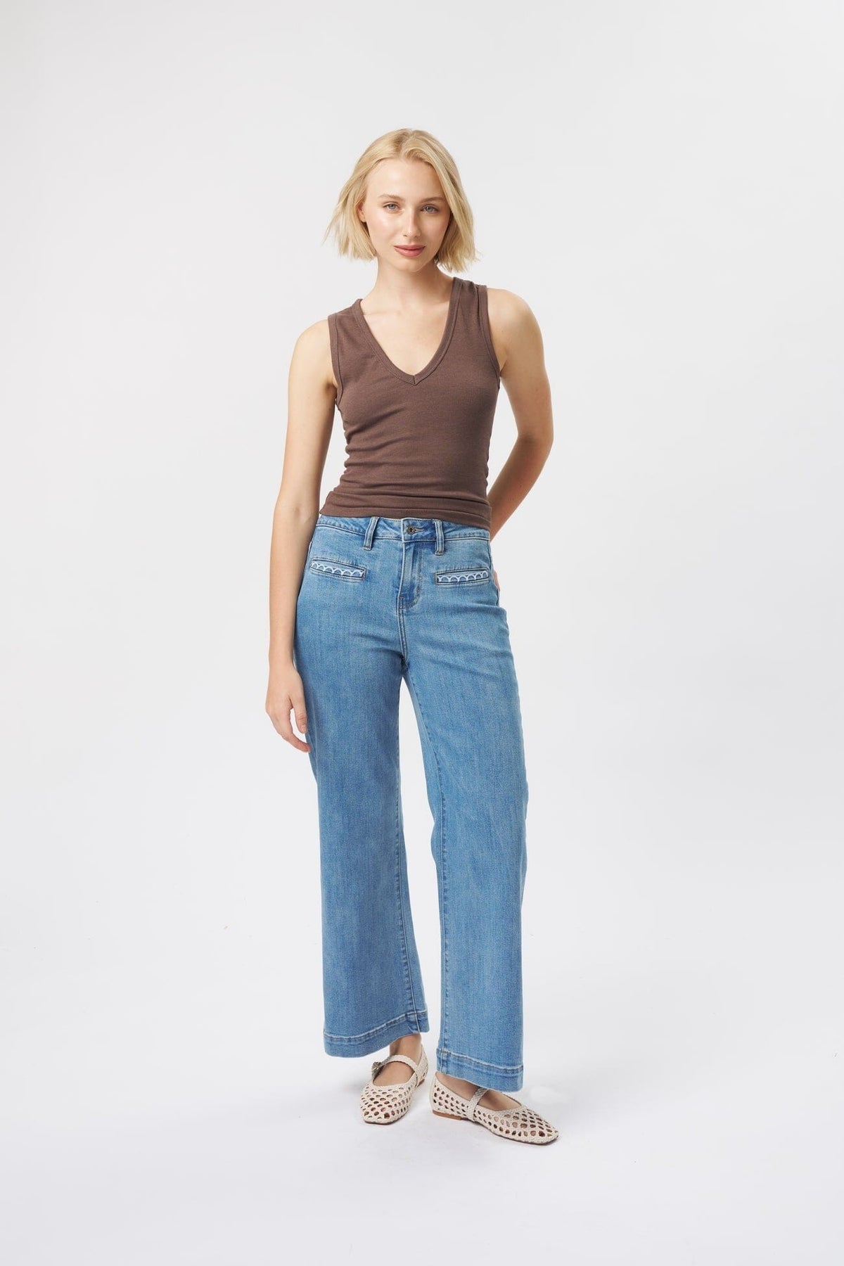 KIREINA Freya Jean Scallop Pocket - 70s Blue JEANS - Zabecca Living