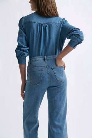 KIREINA Freya Leather Pocket Jean - 70s Blue JEANS - Zabecca Living