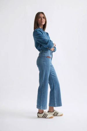 KIREINA Freya Leather Pocket Jean - 70s Blue JEANS - Zabecca Living