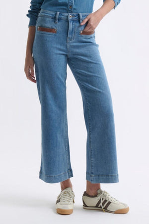 KIREINA Freya Leather Pocket Jean - 70s Blue JEANS - Zabecca Living