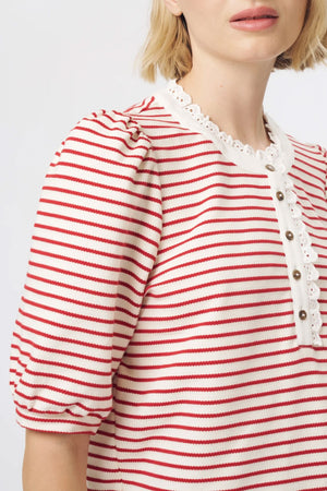 KIREINA Jacqueline Top -White with Red Stripe vest - Zabecca Living