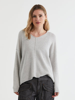LD & Co Birdseye V Jumper - Ice Jumpers + Knitwear - Zabecca Living