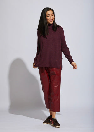 LD & CO Fleck Roll Neck Jumper - Claret Jumpers + Knitwear - Zabecca Living