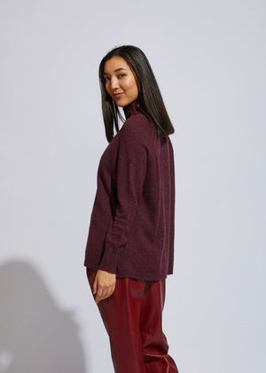 LD & CO Fleck Roll Neck Jumper - Claret Jumpers + Knitwear - Zabecca Living