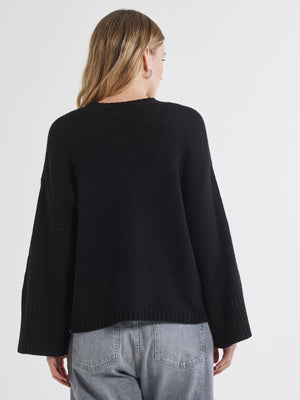 LD & Co Wide Sleeve Crew Jumper - Black Jumpers + Knitwear - Zabecca Living