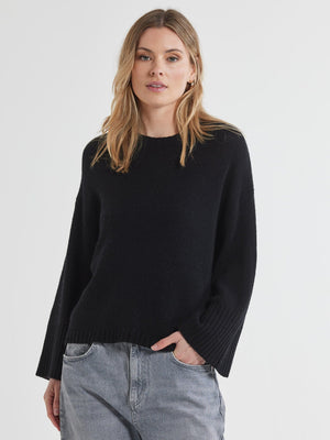 LD & Co Wide Sleeve Crew Jumper - Black Jumpers + Knitwear - Zabecca Living
