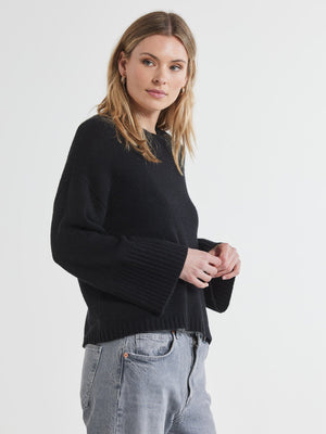LD & Co Wide Sleeve Crew Jumper - Black Jumpers + Knitwear - Zabecca Living