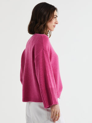 LD & Co Wide Sleeve Crew Jumper - Grape Jumpers + Knitwear - Zabecca Living