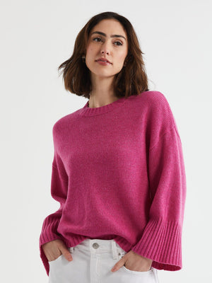 LD & Co Wide Sleeve Crew Jumper - Grape Jumpers + Knitwear - Zabecca Living