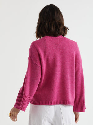 LD & Co Wide Sleeve Crew Jumper - Grape Jumpers + Knitwear - Zabecca Living