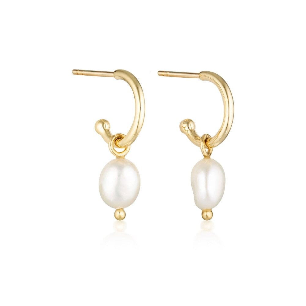 LINDA TAHIJA Baroque Pearl Core Hoop Earrings - Gold Plated Earrings - Zabecca Living
