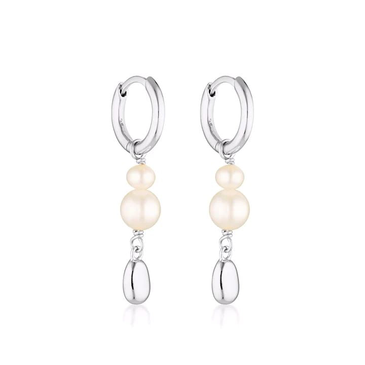 LINDA TAHIJA Brook Pearl Huggie Earrings - Sterling Silver Earrings - Zabecca Living