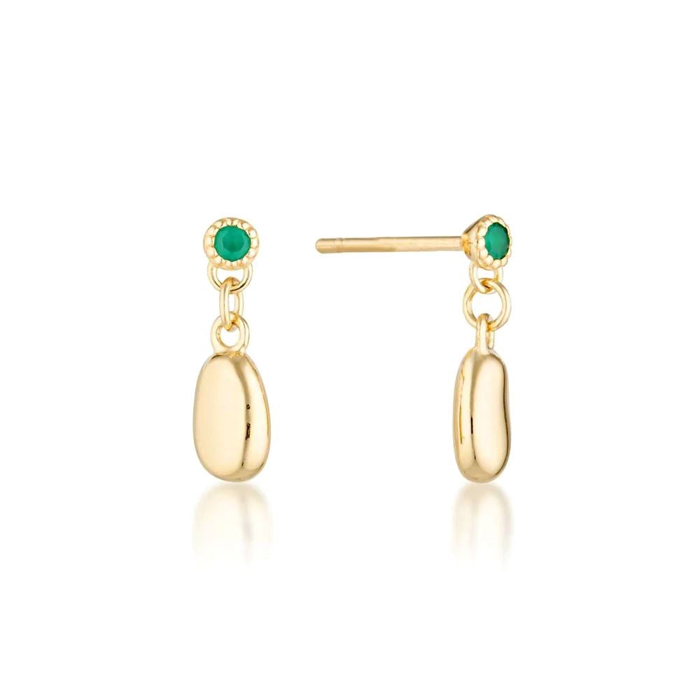 LINDA TAHIJA Gold Plated Alga Earrings - Green Onyx Earrings - Zabecca Living