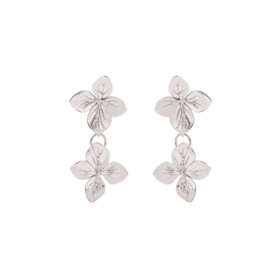 LINDA TAHIJA Hydrangea Double Drop Earrings - Sterling Silver Earrings - Zabecca Living