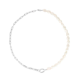 LINDA TAHIJA Paperclip Baroque Pearl Necklace - Sterling Silver Necklace - Zabecca Living