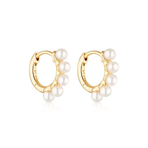 LINDA TAHIJA Wake Pearl Huggie Earrings - Gold Earrings - Zabecca Living