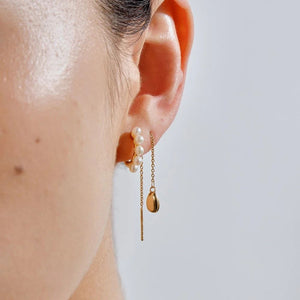 LINDA TAHIJA Wake Pearl Huggie Earrings - Gold Earrings - Zabecca Living