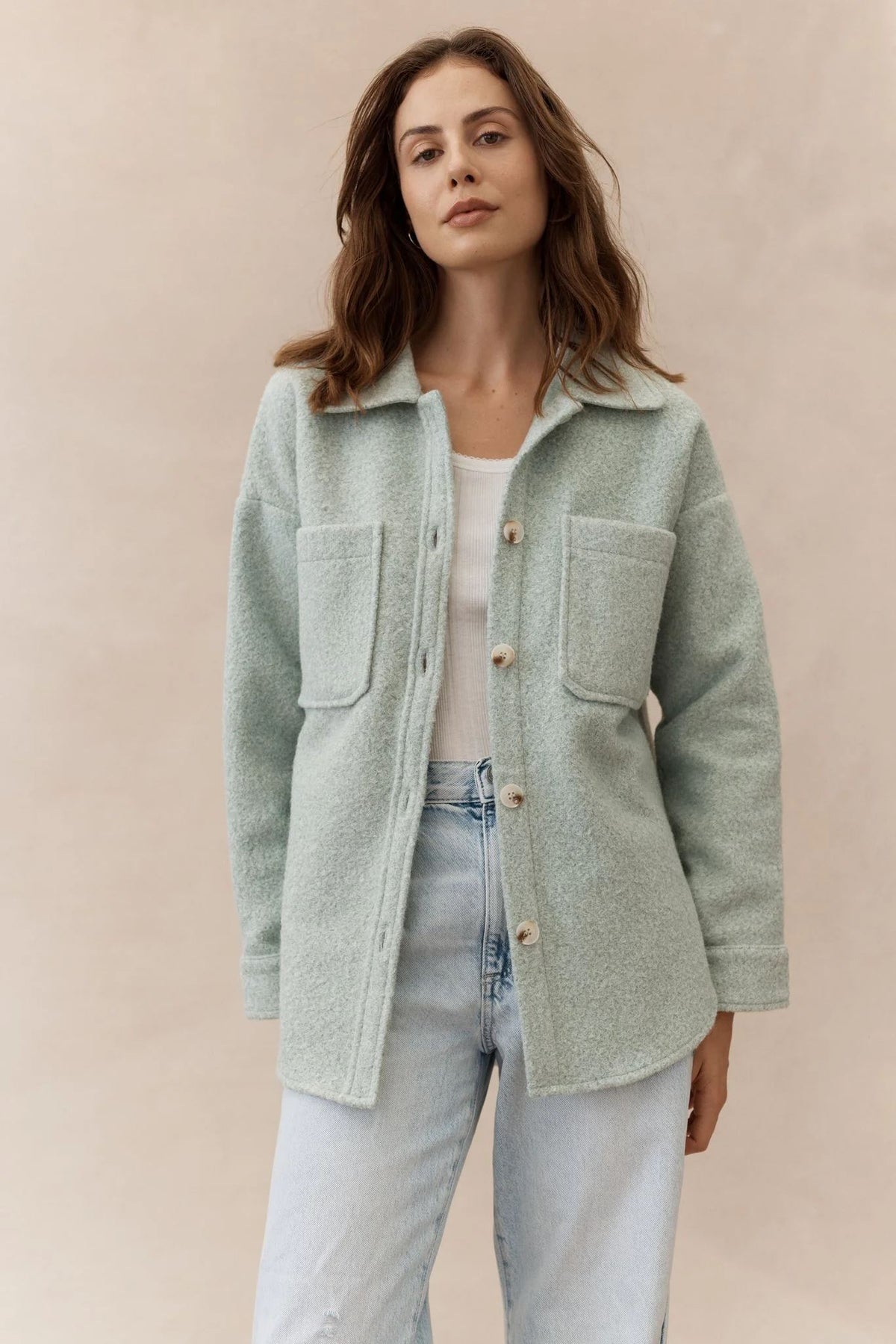 LITTLE LIES Andie Shacket - Soft Jade Jacket - Zabecca Living