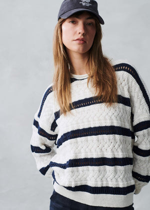 LITTLE LIES Arty Sweater - Navy Stripe Jumpers + Knitwear - Zabecca Living