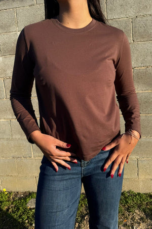 LITTLE LIES Athena Long Sleeve - Chocolate Long Sleeve Tee - Zabecca Living