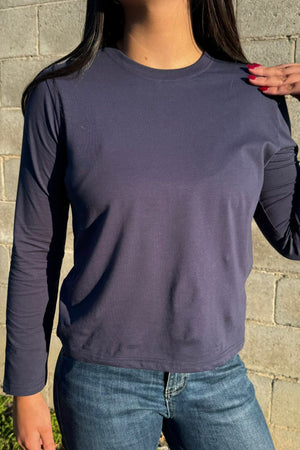LITTLE LIES Athena Long Sleeve - Navy Long Sleeve Tee - Zabecca Living