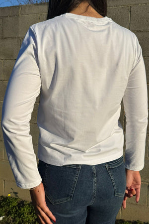 LITTLE LIES Athena Long Sleeve - White Long Sleeve Tee - Zabecca Living