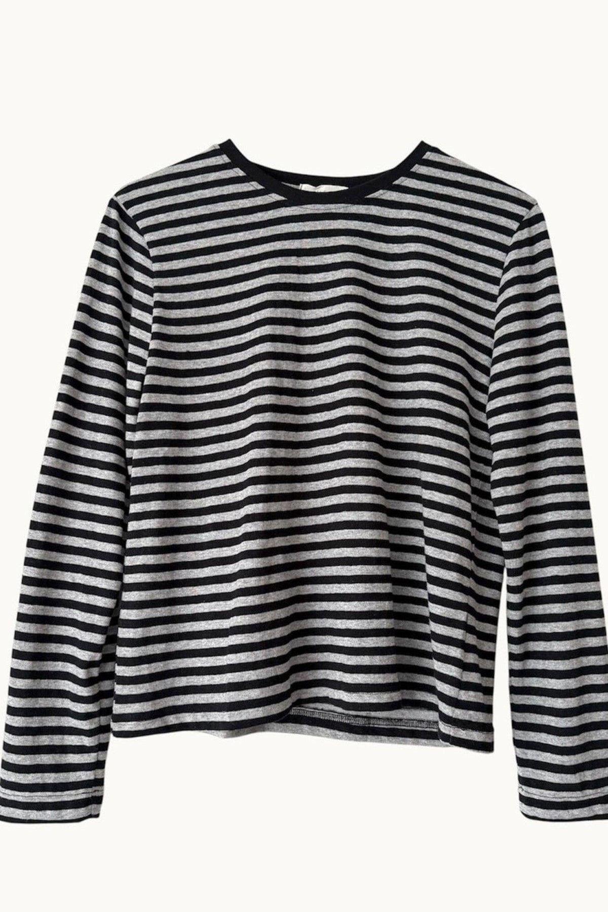 LITTLE LIES Athena Stripe Long Sleeve - Black/Grey Marle Long Sleeve Tee - Zabecca Living