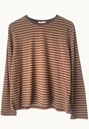 LITTLE LIES Athena Stripe Long Sleeve - Brown Long Sleeve Tee - Zabecca Living