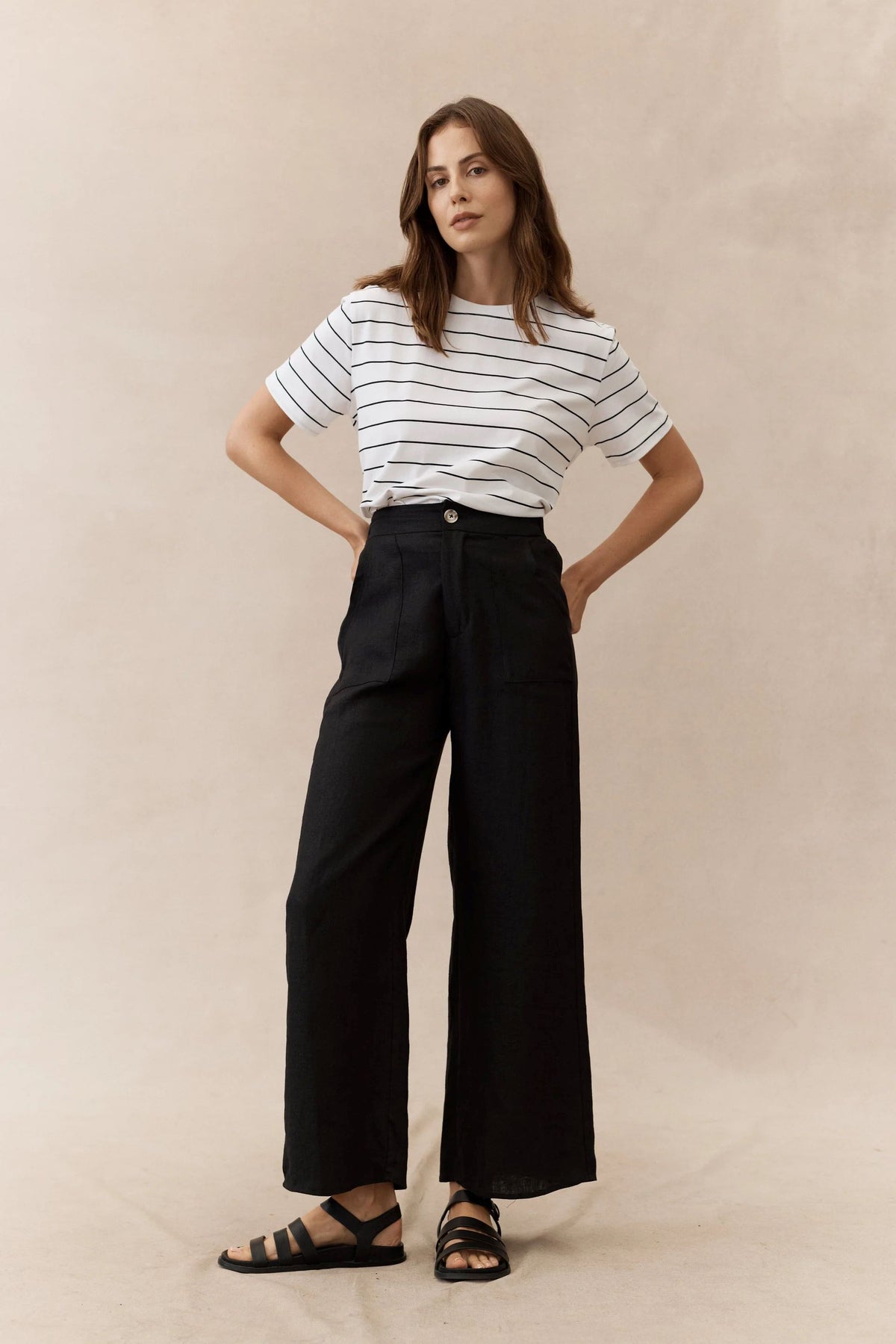 LITTLE LIES Athens Tee - White / Black Tee - Zabecca Living