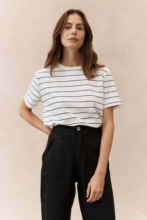 LITTLE LIES Athens Tee - White / Black Tee - Zabecca Living